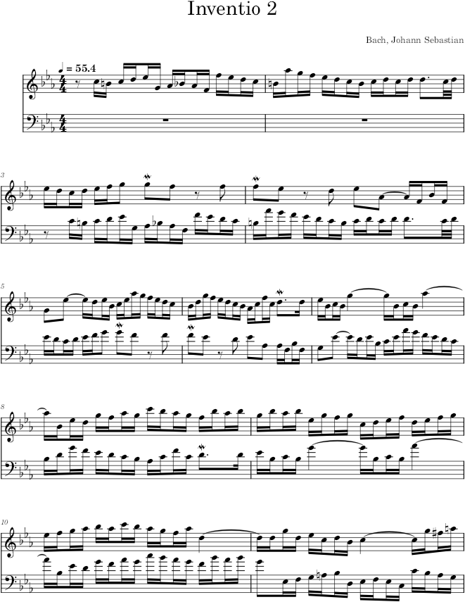 Two-Part Invention No. 2 in C Minor, BWV 773 - Bach — first page preview
