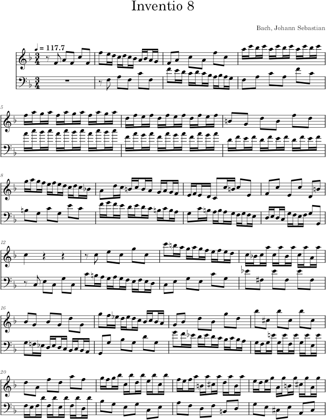 Two-Part Invention No. 8 in F Major, BWV 779 - Bach — first page preview