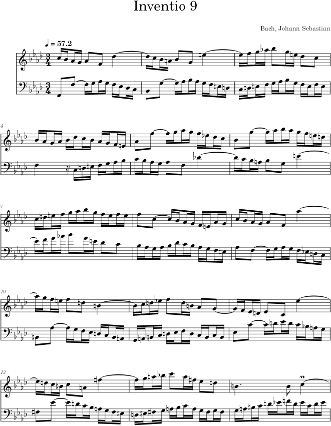 Two-Part Invention No. 9 in F Minor, BWV 780 - Bach — first page preview