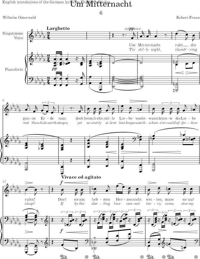 Um Mitternacht (6 Gesänge, Op.16) - Franz — first page preview