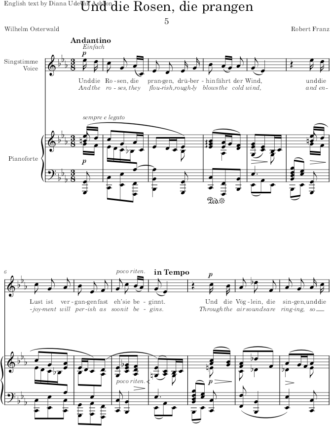 Und die Rosen, die prangen (6 Gesänge, Op.10) - Franz — first page preview