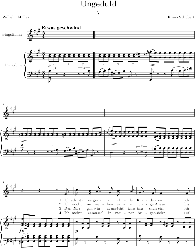 Ungeduld (Die schöne Müllerin, D.795) - Schubert — first page preview