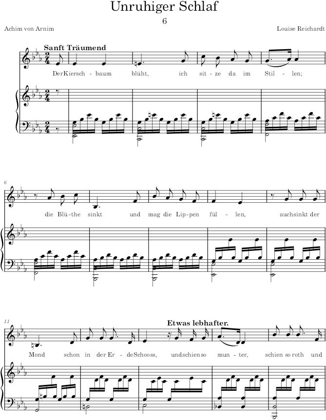 Unruhiger Schlaf (12 Gesänge) - Reichardt — first page preview