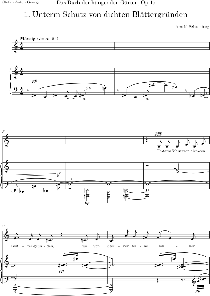 Unterm Schutz von dichten Blättergründen (Das Buch der hängenden Gärten) - Schoenberg — first page preview