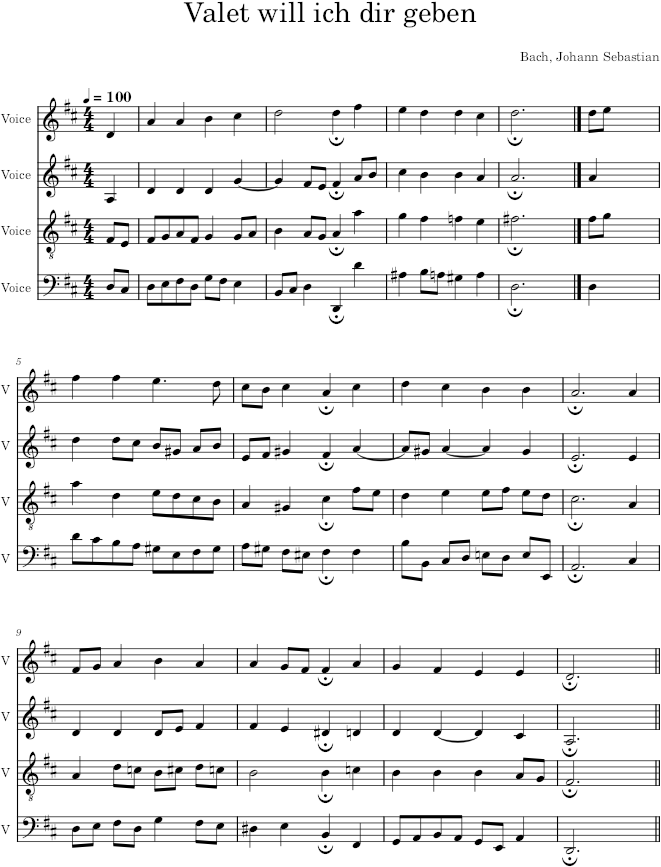 Valet will ich dir geben, BWV 415 - Bach — first page preview