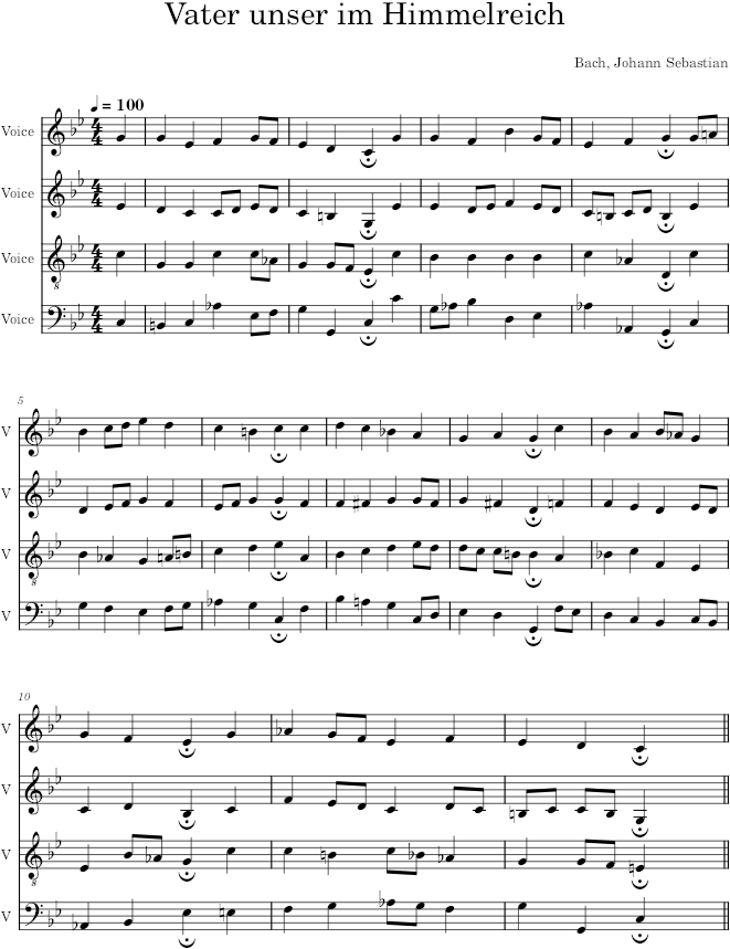 Vater unser im Himmelreich, BWV 102/7 - Bach — first page preview