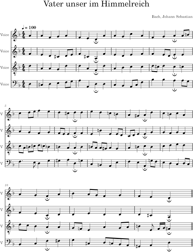Vater unser im Himmelreich, BWV 245/5 & 416 - Bach — first page preview