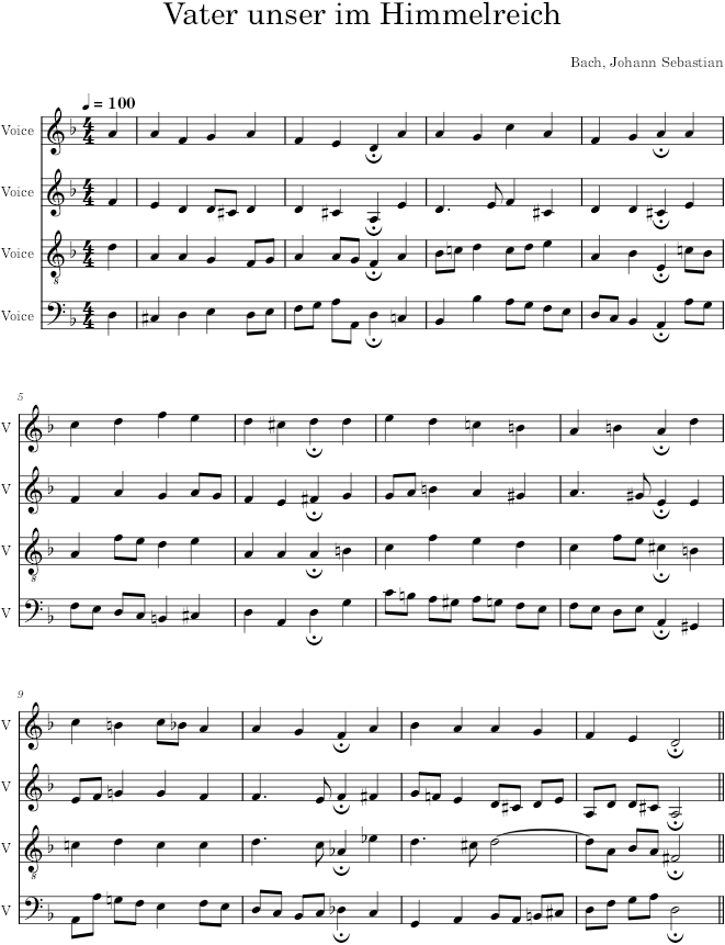 Vater unser im Himmelreich, BWV 90/5 - Bach — first page preview