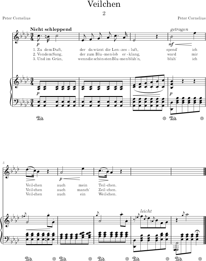 Veilchen (6 Lieder, Op.1) - Cornelius — first page preview