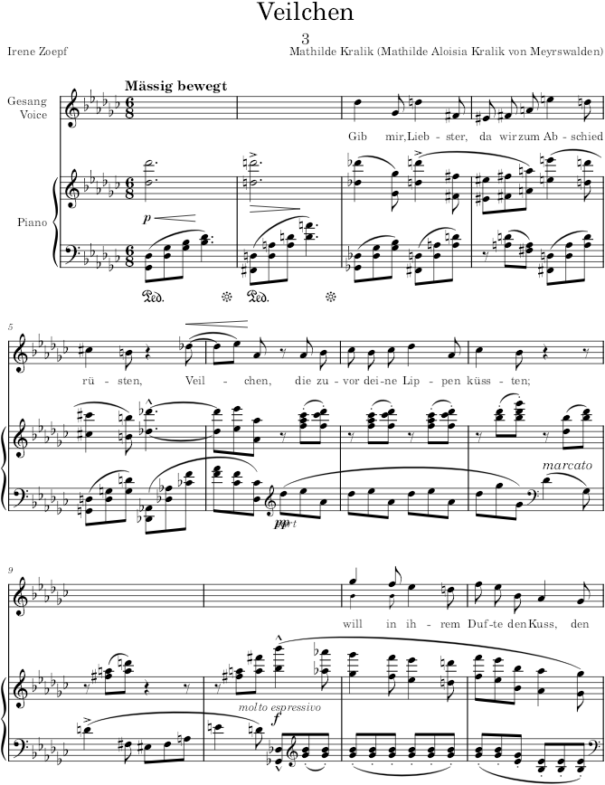 Veilchen (Blumenlieder) - Kralik — first page preview