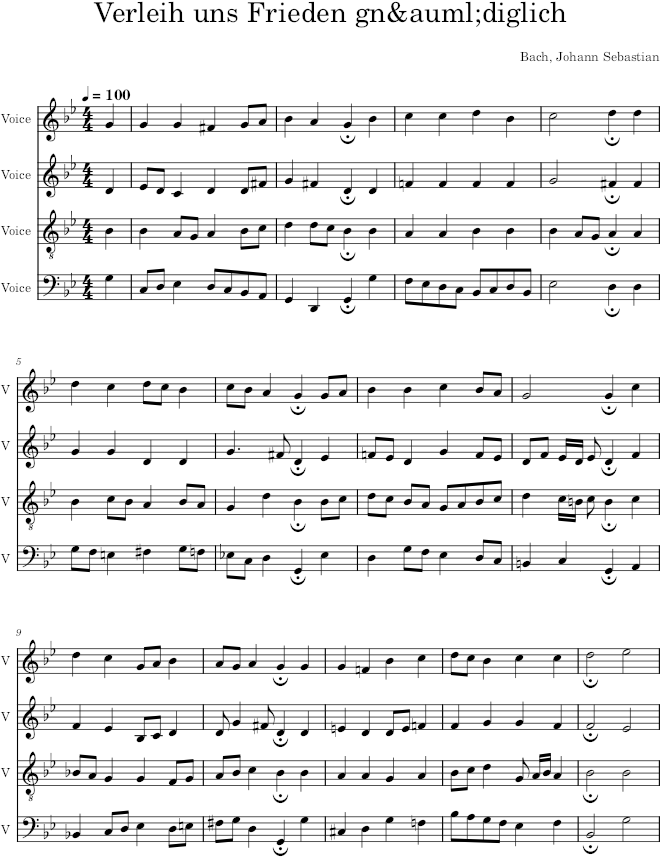 Verleih uns Frieden gnädiglich, BWV 126/6 - Bach — first page preview