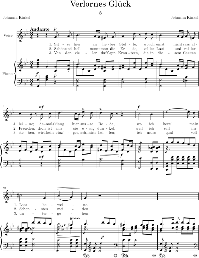 Verlornes Glück (6 Lieder, Op.6) - Kinkel — first page preview