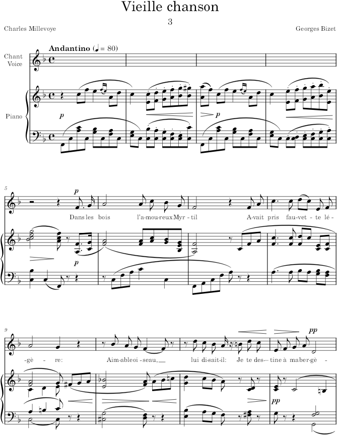 Vieille chanson (20 Mélodies, Op.21) - Bizet — first page preview