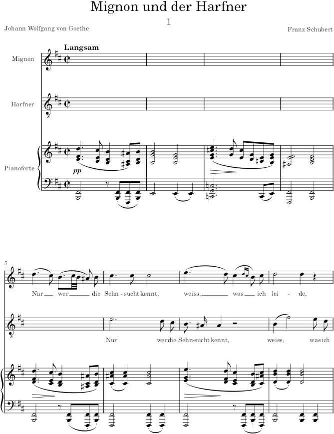 Vier Gesänge aus 'Wilhelm Meister' (D.877), Op.62 (Gesänge aus „Wilhelm Meister) - Schubert — first page preview