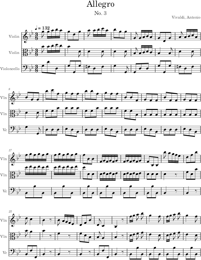 Violin Concerto Op. 6, No. 3, Movement 3 - Vivaldi — first page preview