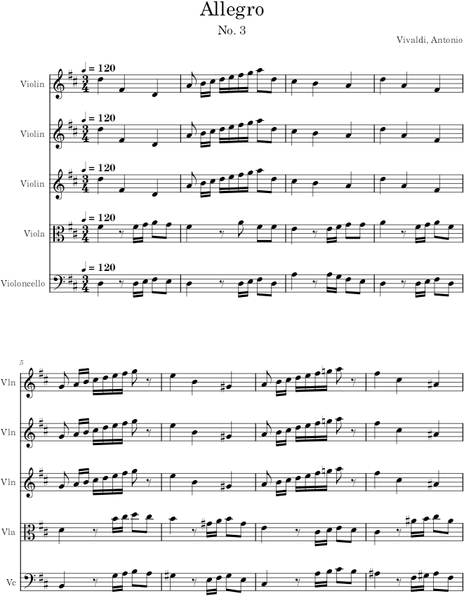 Violin Concerto Op. 6, No. 4, Movement 3 - Vivaldi — first page preview