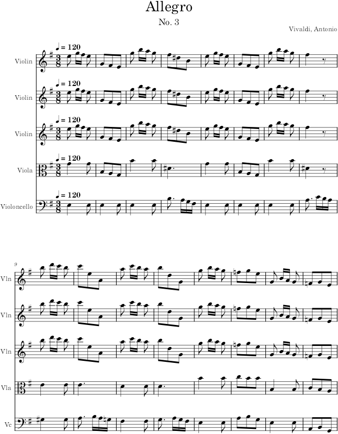 Violin Concerto Op. 6, No. 5, Movement 3 - Vivaldi — first page preview