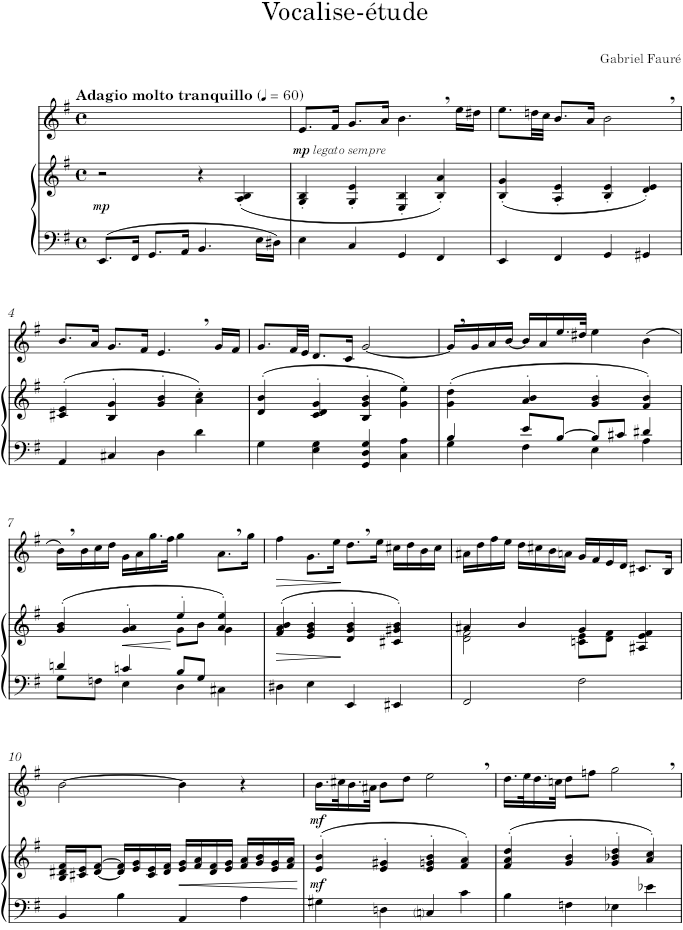 Vocalise-étude - Fauré — first page preview
