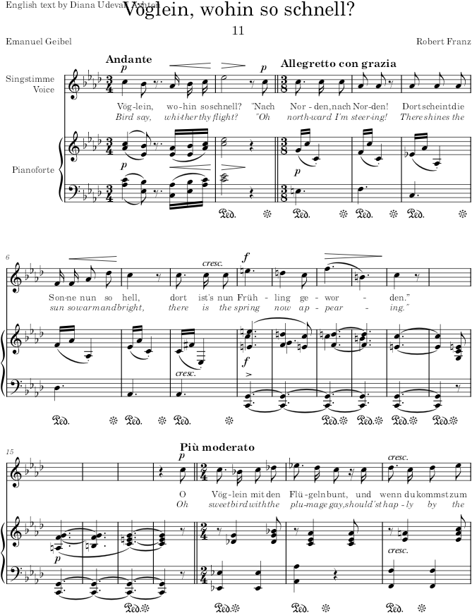 Vöglein, wohin so schnell (12 Gesänge, Op.1) - Franz — first page preview