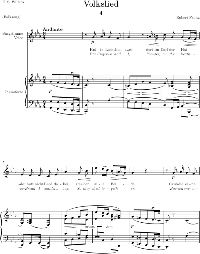 Volkslied (6 Gesänge, Op.14) - Franz — first page preview