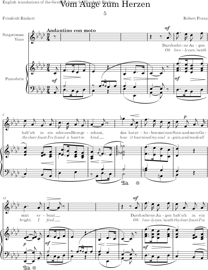 Vom Auge zum Herzen (6 Gesänge, Op.26) - Franz — first page preview