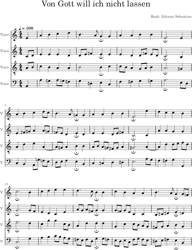 Von Gott will ich nicht lassen, BWV 418 - Bach — first page preview