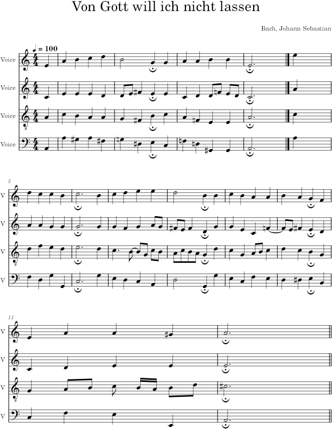 Von Gott will ich nicht lassen, BWV 73/5 - Bach — first page preview