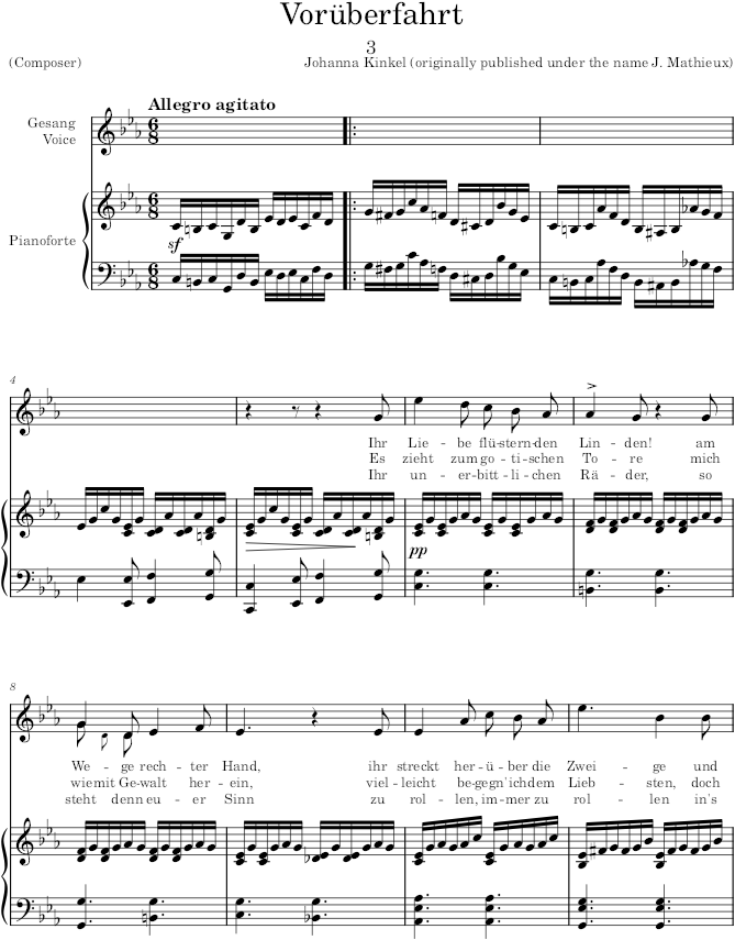 Vorüberfahrt (6 Lieder, Op.7) - Kinkel — first page preview