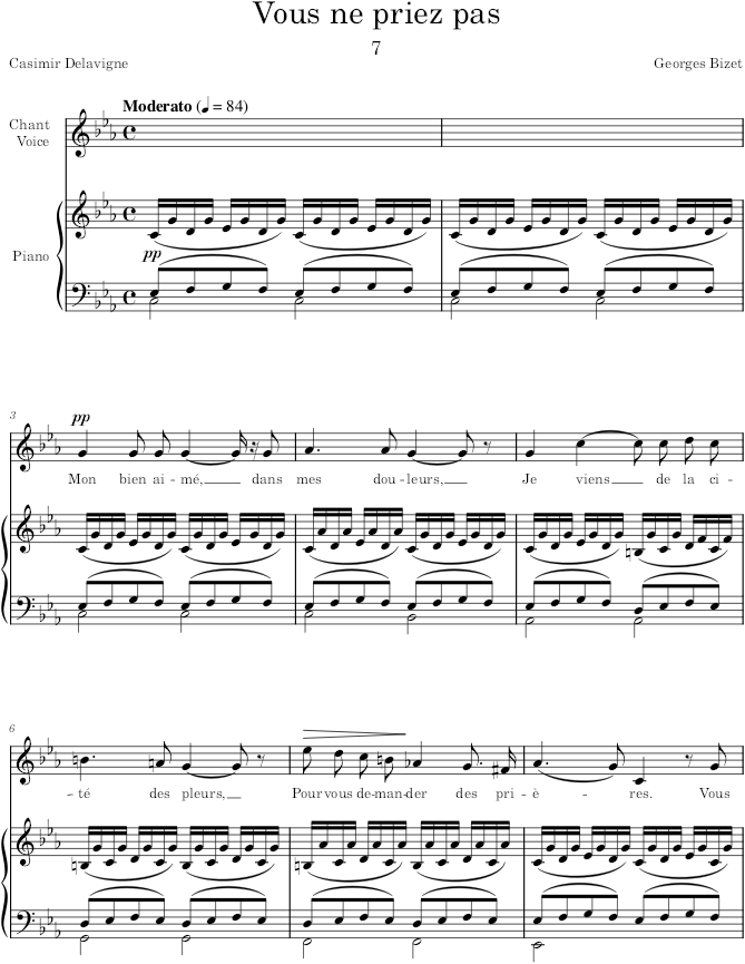 Vous ne priez pas (20 Mélodies, Op.21) - Bizet — first page preview