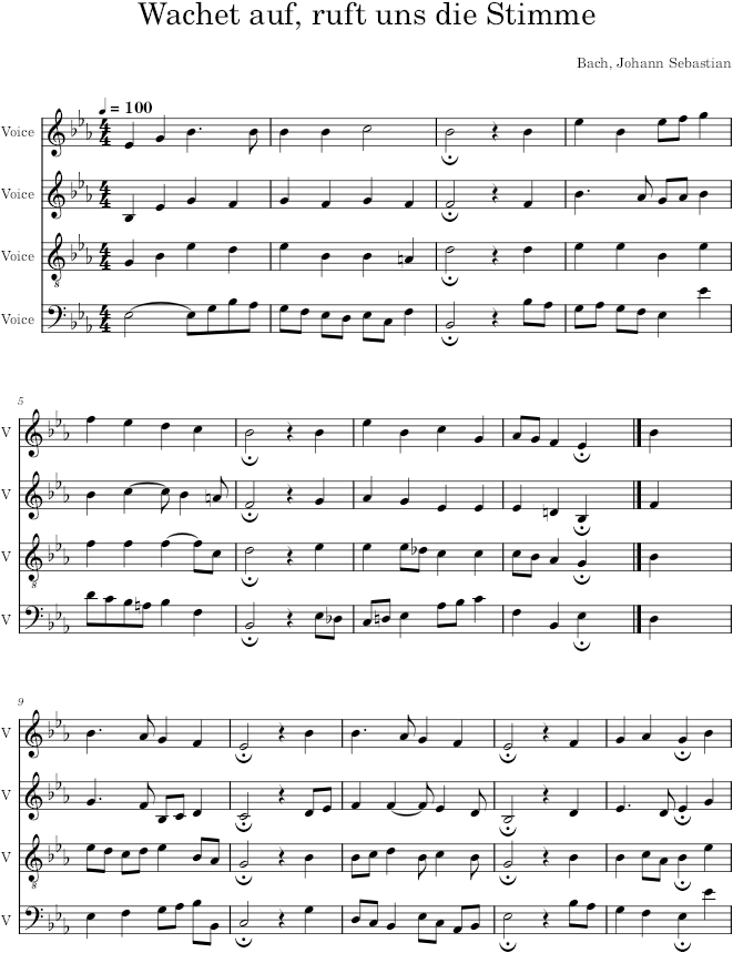 Wachet auf, ruft uns die Stimme, BWV 140/7 - Bach — first page preview