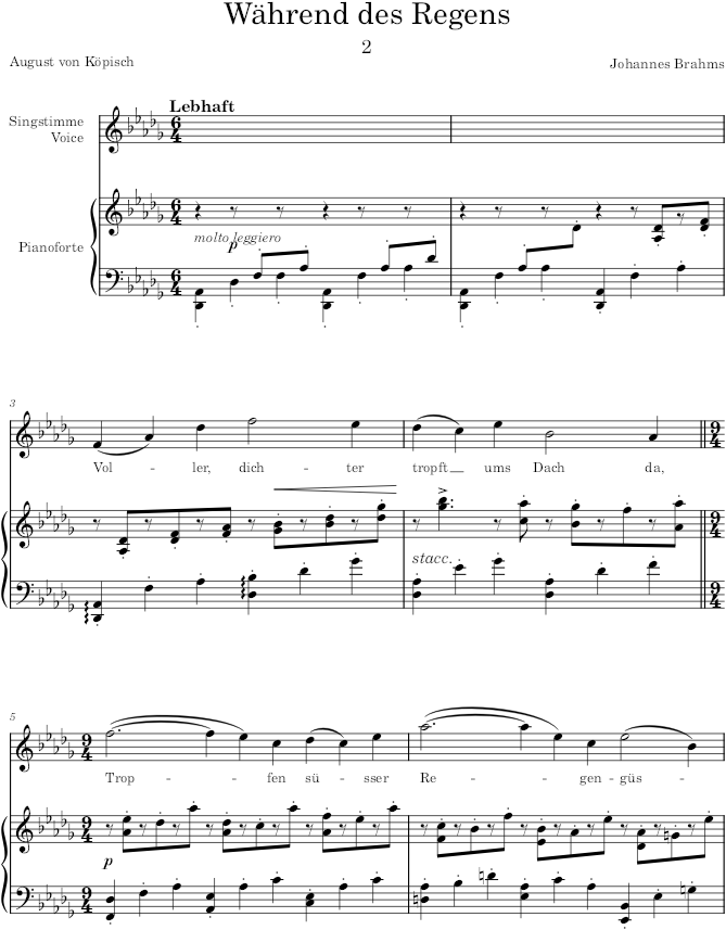 Während des Regens (8 Lieder und Gesänge, Op.58) - Brahms — first page preview