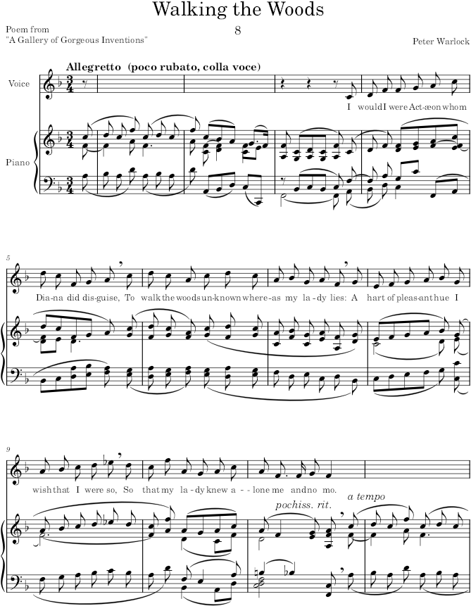 Walking the woods (Songs) - Warlock — first page preview