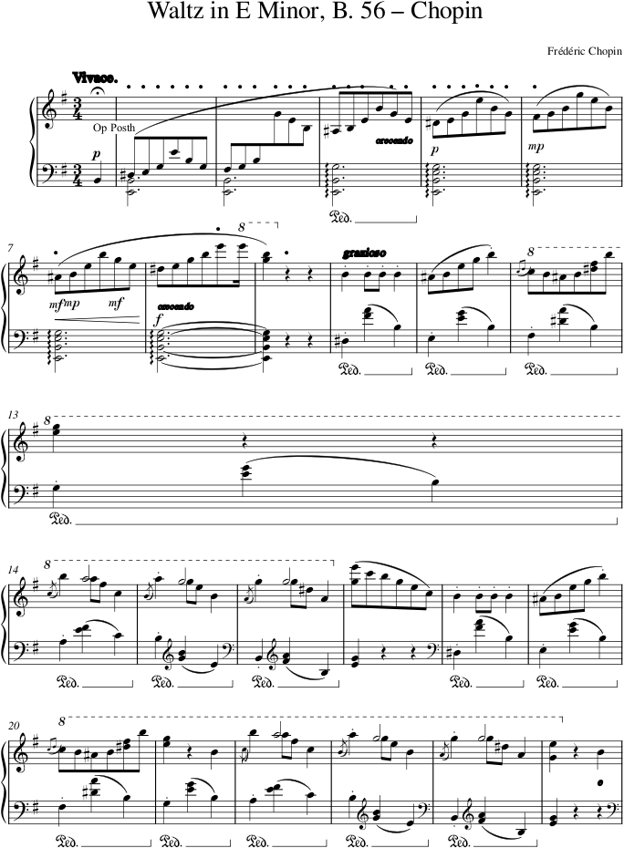Waltz in E Minor, B. 56 – Chopin — first page preview