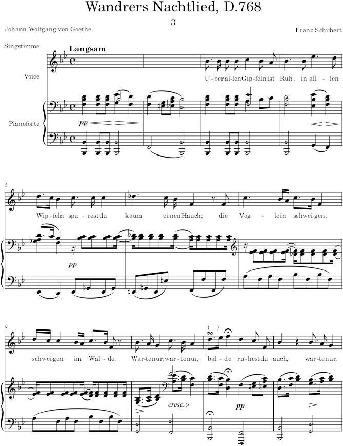 Wandrers Nachtlied, D.768 (4 Lieder, Op.96) - Schubert — first page preview