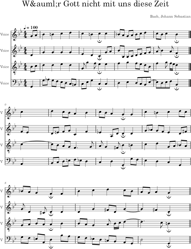 Wär Gott nicht mit uns diese Zeit, BWV 14/5 - Bach — first page preview