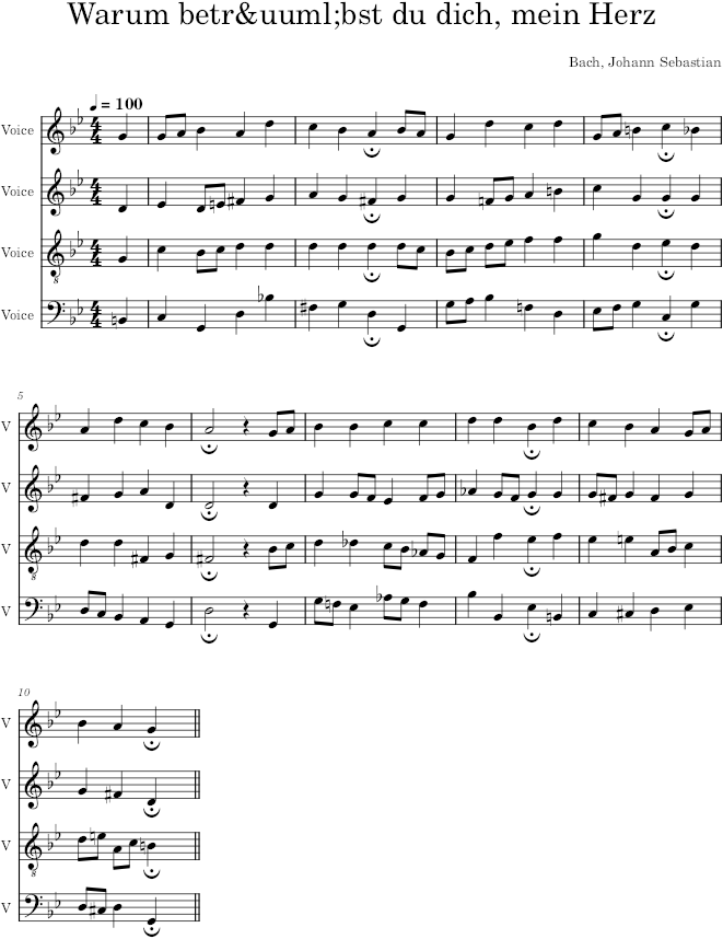 Warum betrübst du dich, mein Herz, BWV 47/5 - Bach — first page preview