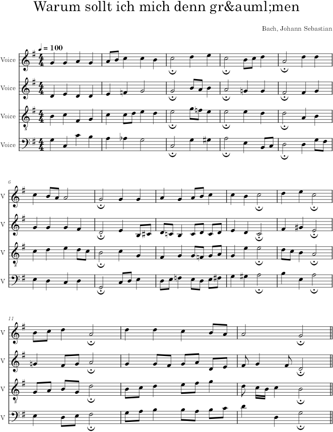 Warum sollt ich mich denn grämen, BWV 248/33 - Bach — first page preview