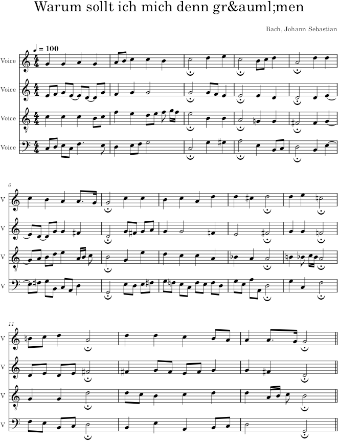 Warum sollt ich mich denn grämen, BWV 422 - Bach — first page preview