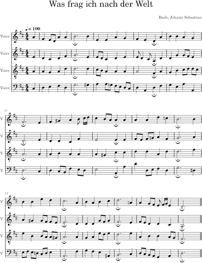 Was frag ich nach der Welt, BWV 64/4 (94/8) - Bach — first page preview