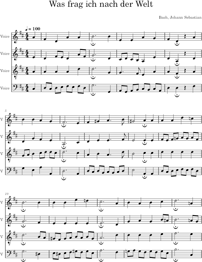Was frag ich nach der Welt, BWV 64/4 - Bach — first page preview