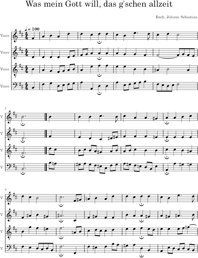 Was mein Gott will, das g'schen allzeit, BWV 144/6 - Bach — first page preview