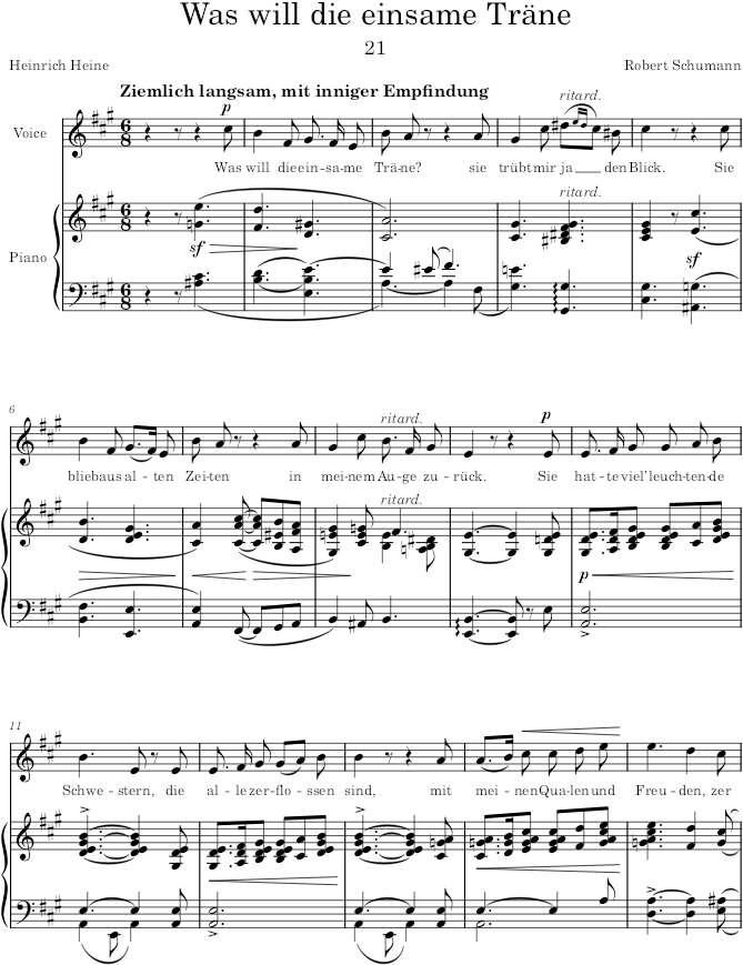 Was will die einsame Träne (Myrthen, Op.25) - Schumann — first page preview