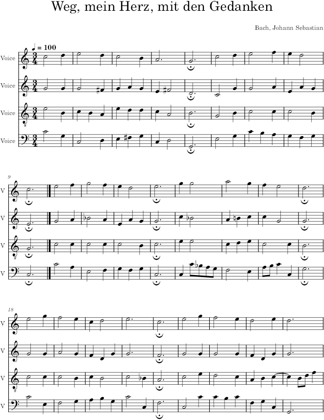 Weg, mein Herz, mit den Gedanken, BWV 19/7 - Bach — first page preview