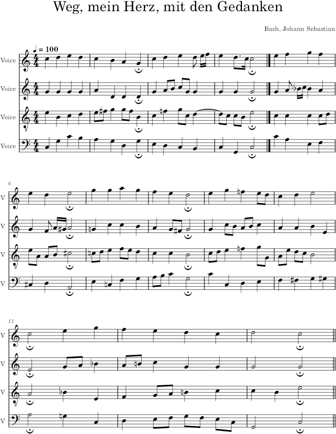 Weg, mein Herz, mit den Gedanken, BWV 25/6 - Bach — first page preview