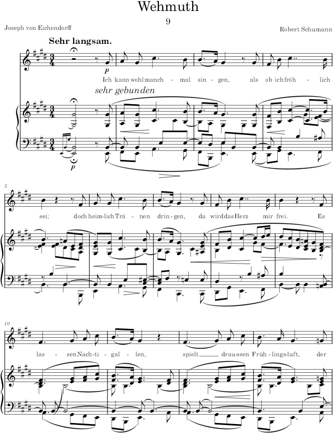 Wehmuth (Liederkreis, Op.39) - Schumann — first page preview