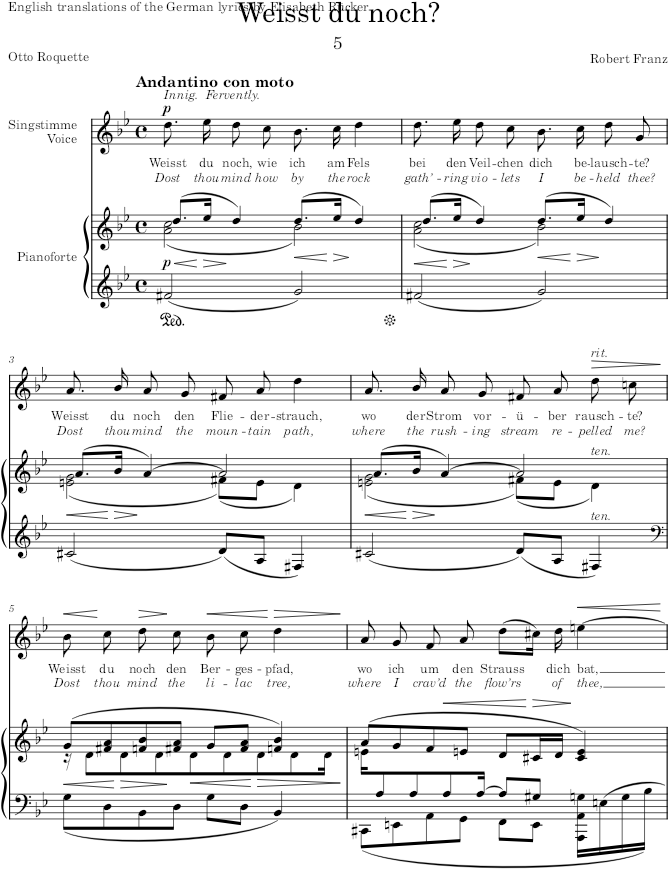 Weisst du noch (6 Gesänge, Op.16) - Franz — first page preview