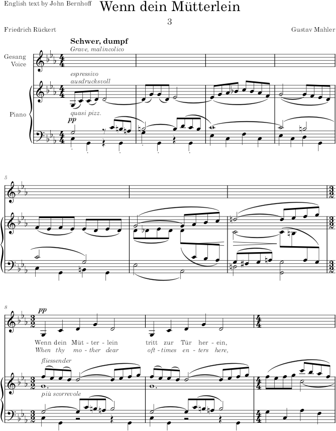 Wenn dein Mütterlein (Kindertotenlieder) - Mahler — first page preview