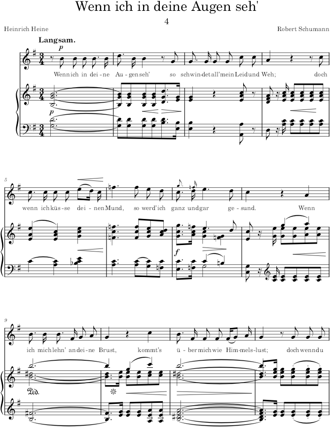 Wenn ich in deine Augen seh’ (Dichterliebe, Op.48) - Schumann — first page preview