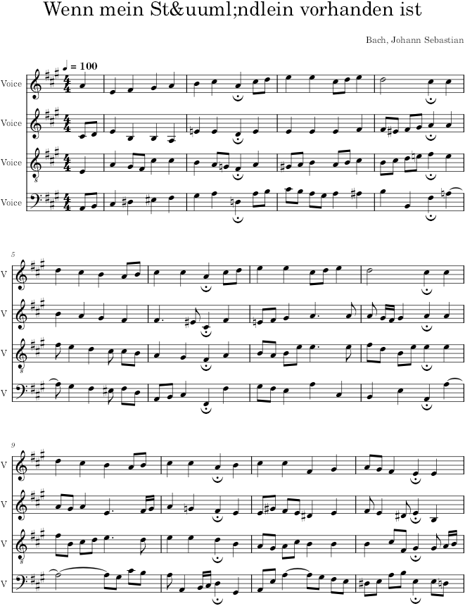 Wenn mein Stündlein vorhanden ist, BWV 430 - Bach — first page preview
