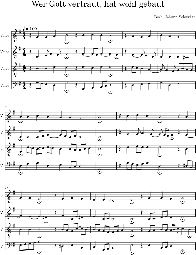 Wer Gott vertraut, hat wohl gebaut, BWV 433 - Bach — first page preview